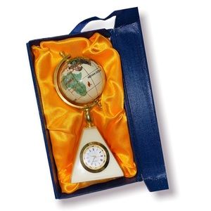 gemstone pyramid globe desk clock